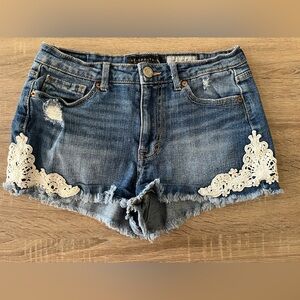 Aeropostale Blue Jean Shorts with Lace Accents